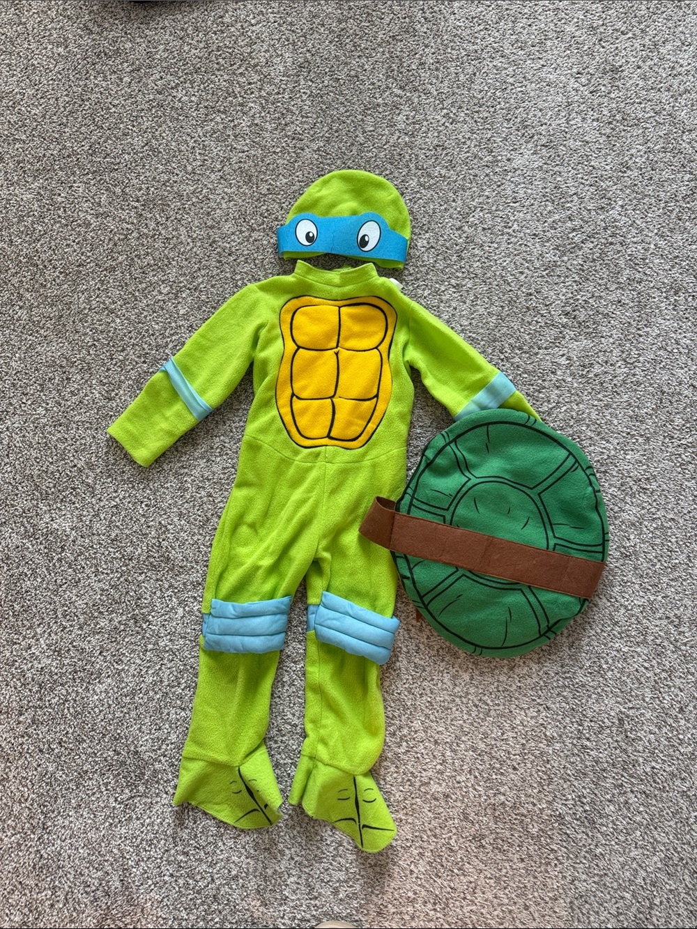 Toddler Green Ninja Turtle Costume with Mask and Shell